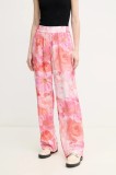 Marc Aurel pantaloni femei, culoarea roz, drept, high waist, 1827-1001-93395