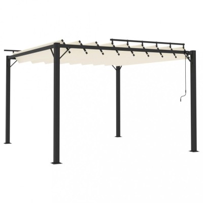 Pavilion cu acoperis jaluzea, crem, 3x3 m, tesatura/aluminiu foto