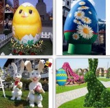 Ou Gigant Paste 2m Pictat Manual - Decoratiuni Externe Gradina, Figurine Paste, Decoratiuni Luminoase Paste - Iepuri, Pui, Ghirlande Luminoase