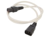 Cablu Alb IEC C13 Mamă la IEC C14 Tată cu Blocare 1m