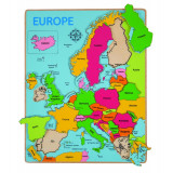 Puzzle incastru Europa, 25 piese, 38 x 29.5 x 1 cm, Bigjigs