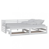 Cumpara ieftin Pat extensibil de zi, 2x(90x200) cm, alb, lemn masiv de pin