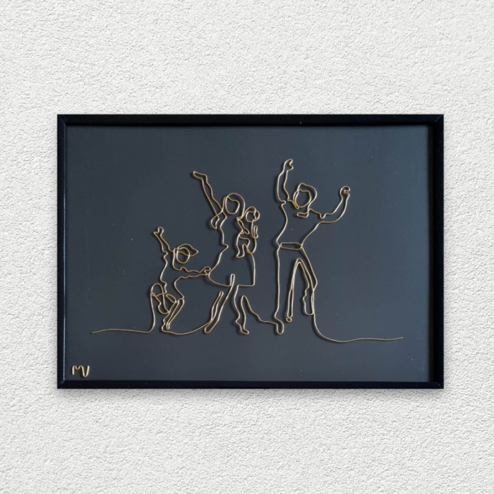 Tablou familie vesela cu bebelus si baietel, 22&times;31 cm