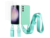 Cumpara ieftin Husa Vrupin cu curea umar pentru Samsung Galaxy S23+ si 2 folii ecran sticla securizata, verde - RESIGILAT