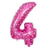 Balon din folie metalizata flippy, figurina cifra, imprimeu inimi, tema aniversare 80 cm, ambalaj individual, pai inclus, umflare cu aer sau heliu, ro