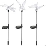 Set 3 Lampi Solare LED Gradina, Pasare, Fluture, Libelula, 43cm, Multicolor, Flippy - Decoratiuni Externe, Iluminat Ambiental