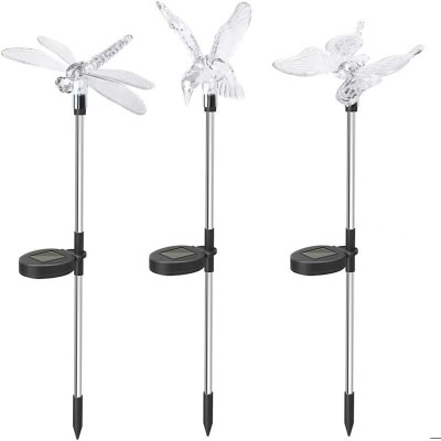 Set 3 lampi solare led tip pasare-fluture-libelula, inaltime 43 cm, flippy, multicolor foto