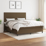 vidaXL Pat box spring cu saltea, maro &icirc;nchis, 160x200 cm, textil