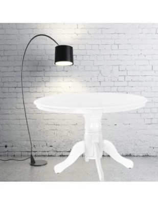 Masa living si bucatarie KL Livia, cadru lemn masiv, MDF Furniruit, 4 persoane, 103x76 cm, Alb foto