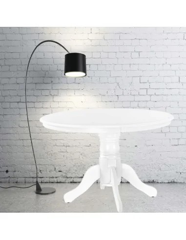 Masa living si bucatarie KL Livia, cadru lemn masiv, MDF Furniruit, 4 persoane, 103x76 cm, Alb