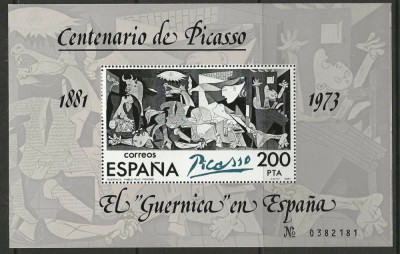 Spania 1981 - Picasso, Guernica, pictura, arta, colita neuzata foto