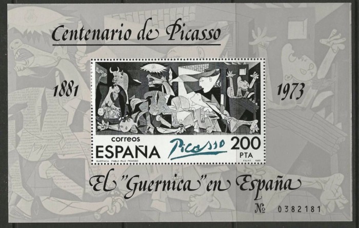 Spania 1981 - Picasso, Guernica, pictura, arta, colita neuzata