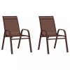 Set 2 Scaune Gradina Stivuibile Maro Textilena Otel, 55x65x89 cm, Exterior