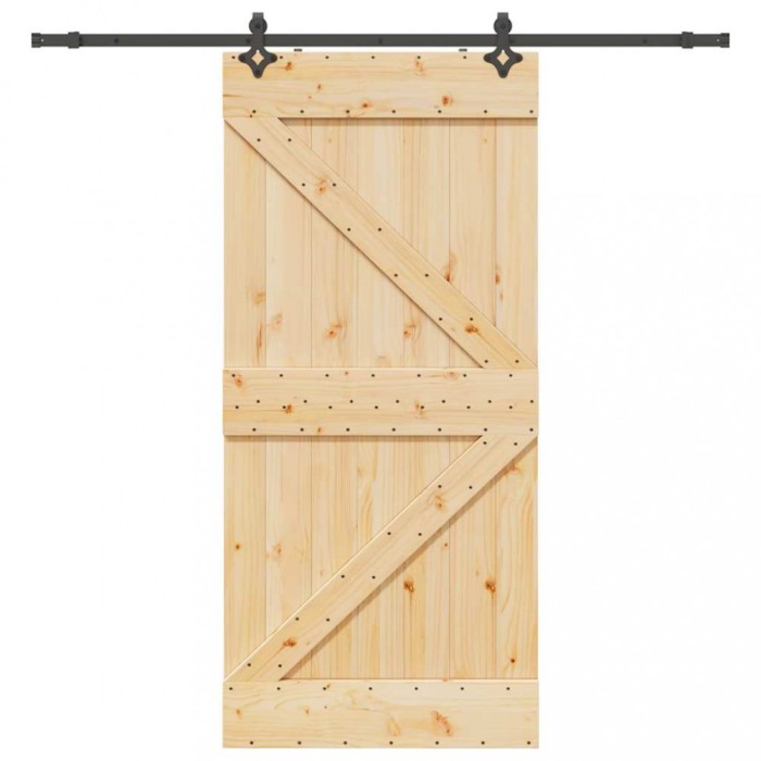 vidaXL Ușă glisantă cu set de feronerie 80x210 cm, lemn masiv de pin