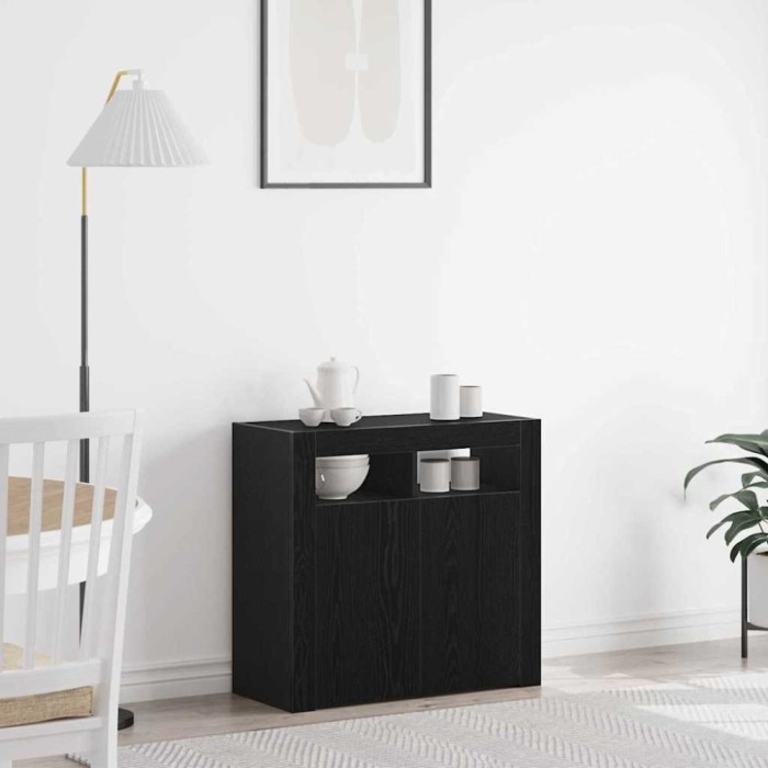 Bufet Negru 80 x 35 x 75 cm Lemn compozit