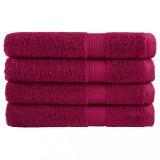 Cumpara ieftin Prosoape premium SOLUND 4 buc roșu bordo 100x200cm 600gsm