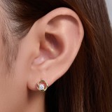 Cumpara ieftin Cercei din Argint 925 Placati cu Aur Galben E i Zirconiu Rotund , , zSolitaire Orbit,