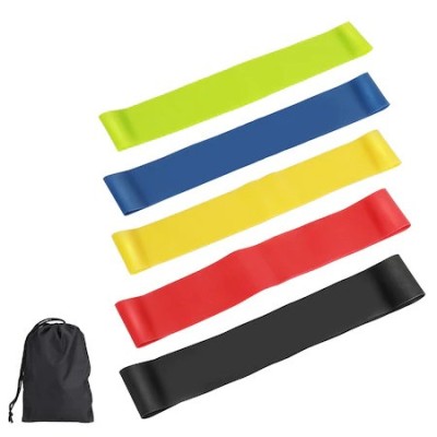 Set 5 benzi elastice,pentru exercitii din Latex natural, 2.26 kg- 20.4 kg, Multicolor foto