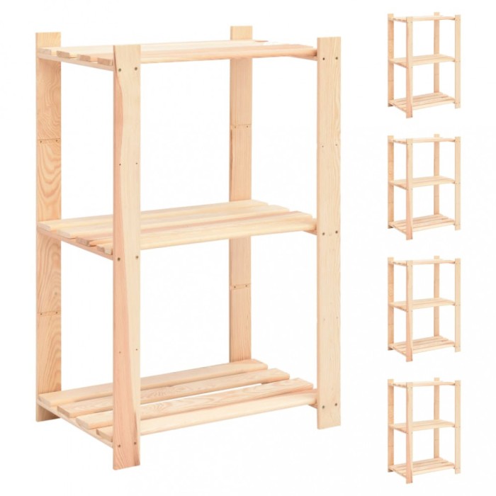 vidaXL Etajeră cu 3 niveluri, 5 buc., 60x38x90 cm, pin masiv, 150 kg 3051123
