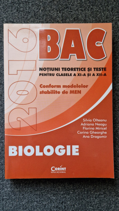 BAC 2016 BIOLOGIE - Olteanu, Neagu