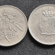 Malta 25 cents cent 1993