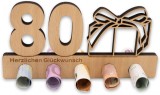 Decoratiune aniversara pentru 80 de ani Anyunkey, lemn, maro, 20 x 11 cm