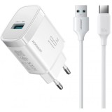 Incarcator Retea Cu Cablu USB-C Joyroom JR-TF4, 18W, 3A, 1 x USB-A, Alb