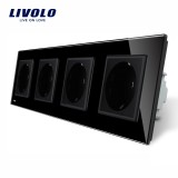 Cumpara ieftin Priza cvadrupla Livolo cu rama din sticla SmartElectro IntelligentHouse