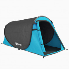 Outsunny Cort Camping 2 Persoane, Cort Automat Pop-up Iglu, 220x108x110 cm, Albastru | Aosom Romania