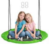 Outsunny Balanță cuib de pasăre rotundă, coș de balanță &Oslash; 110 cm, 4 inele incluse, metal epoxidic, Oxford de &icirc;naltă densitate, verde | Aosom Romania