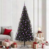 vidaXL Brad de Crăciun cu 300 LED cu suport Negru 210 cm PVC 3396493
