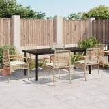 VidaXL Set de masă pentru grădină, 7 piese, cu perne, bej, poliratan 3213636
