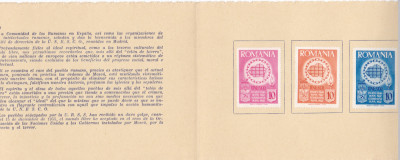 ROMANIA EXIL 1956 - CARNET FILATELIC MISCAREA LEGIONARA - REUNIUNEA UNESCO foto