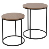 Set 2 Măsuțe Laterale H&amp;S Collection, Blat Lemn Pin, Design Scandinav, Natural/Negru, 40/50cm