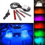 Set 4 benzi LED auto Q529, RGB, 9 LED/banda, 6W, Universal