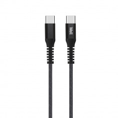 Cablu USB-C - USB-C, 1m, 20V/3A 60W, negru, Well