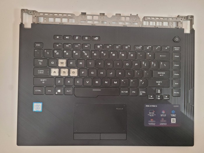 Carcasa superioara cu tastatura palmrest Laptop, Asus, ROG Strix G15 G512, G512LI, G512LV, G512L, G512LU, 90NR0341-R32UIO, conector 8 pini, refurbishe