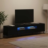 Cumpara ieftin Cabinet TV cu LED BREDA 3 buc. Negru Lemn prelucrat