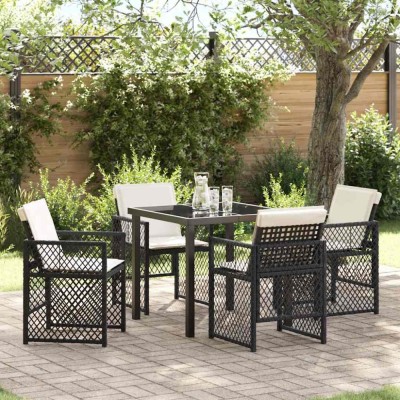 vidaXL Set de masă pentru grădină 5 pcs Negru poliratan 3380617 foto