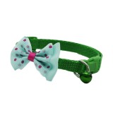 Zgarda ajustabila cu fundita pentru caini si pisici, 22-33cm/10mm, Verde, Ropet