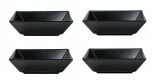 Set 4 boluri patrate pentru servire, Ceramica, Negru,17x17cm, 450 ml
