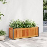 VidaXL Jardinieră de grădină, 80x30x27,5 cm, lemn masiv acacia/oțel