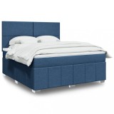 VidaXL Pat box spring cu saltea, albastru, 180x200 cm, material textil