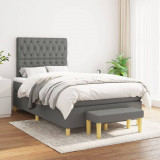 vidaXL Pat box spring cu saltea, gri &icirc;nchis, 120x200 cm, textil 3137382