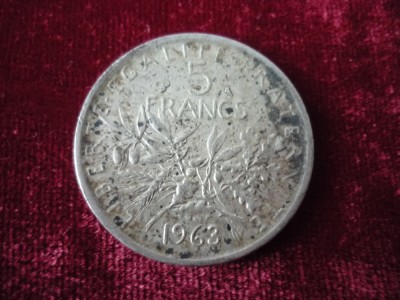 5 FRANCI 1963 ARGINT ***** foto