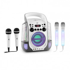 Auna Kara Liquida BT culoare gri + Set microfon Dazzl, dispozitiv karaoke, iluminare LED foto