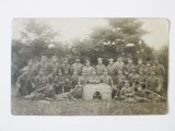 Fotografie originală model carte poștală cenzurată militar 1916 cu soldați germani WWI:Curs de instruire mitraliori,plutonul 1