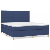 Cumpara ieftin Pat continental cu saltea, albastru, 160x200cm, material textil