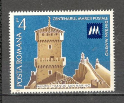 Romania.1977 100 ani marca postala din San Marino ZR.587 foto