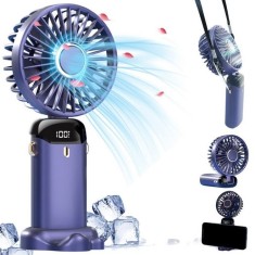 Ventilator Portabil cu Maner, Suport de Telefon, Ecran LCD si Acumulator Z9